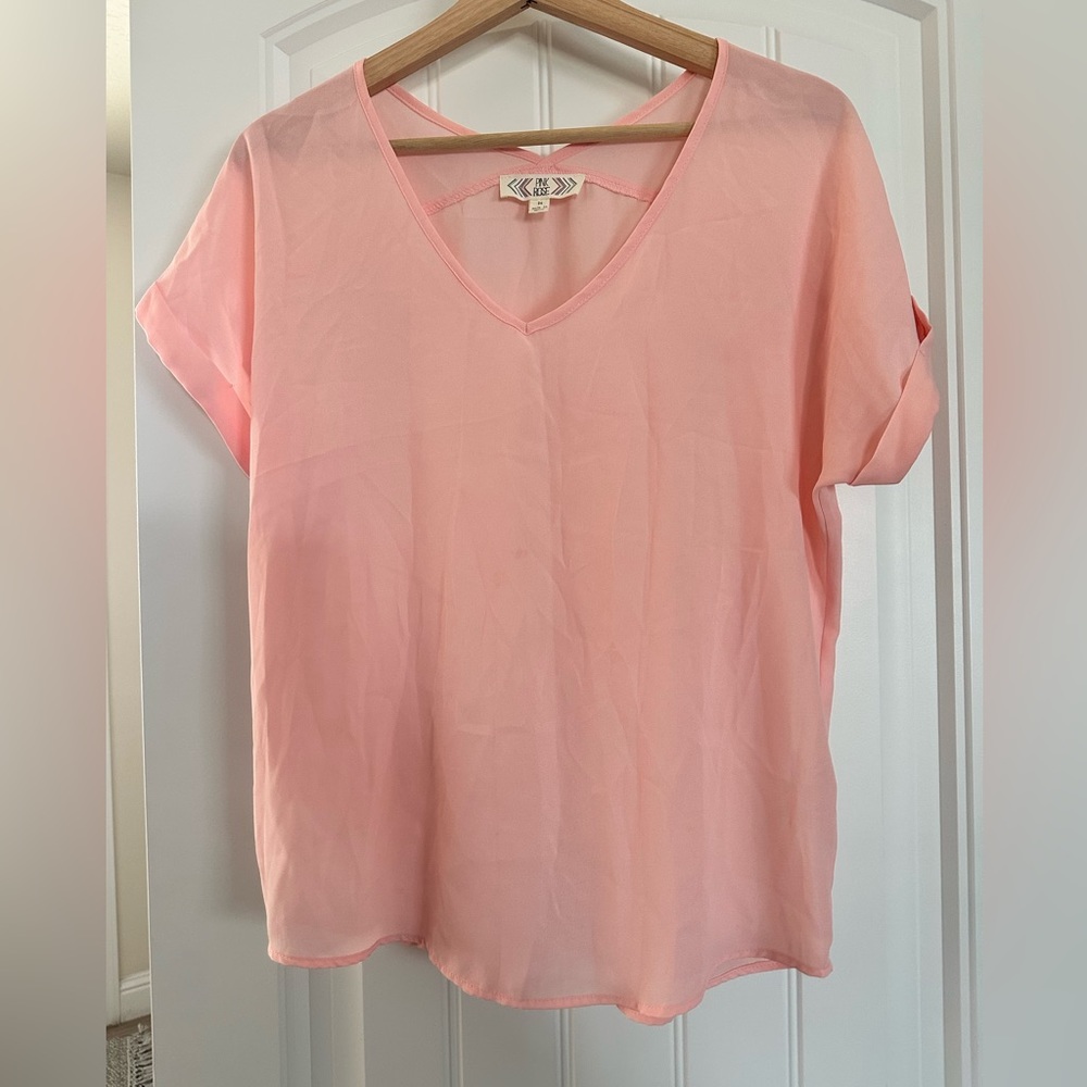 PINK ROSE short sleeve top in color Peach
